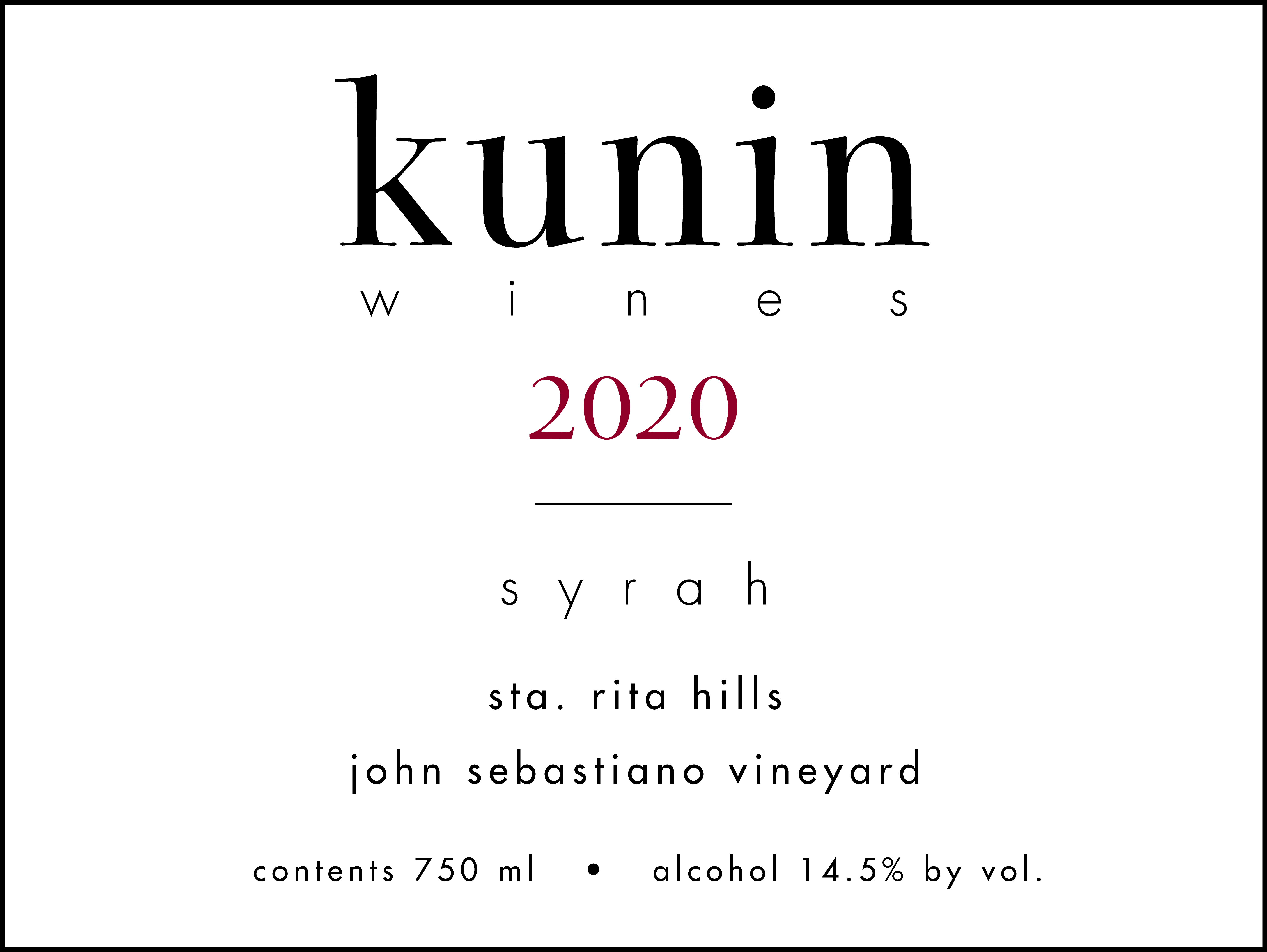 Product Image for 2020 Kunin Syrah John Sebastiano Vineyard